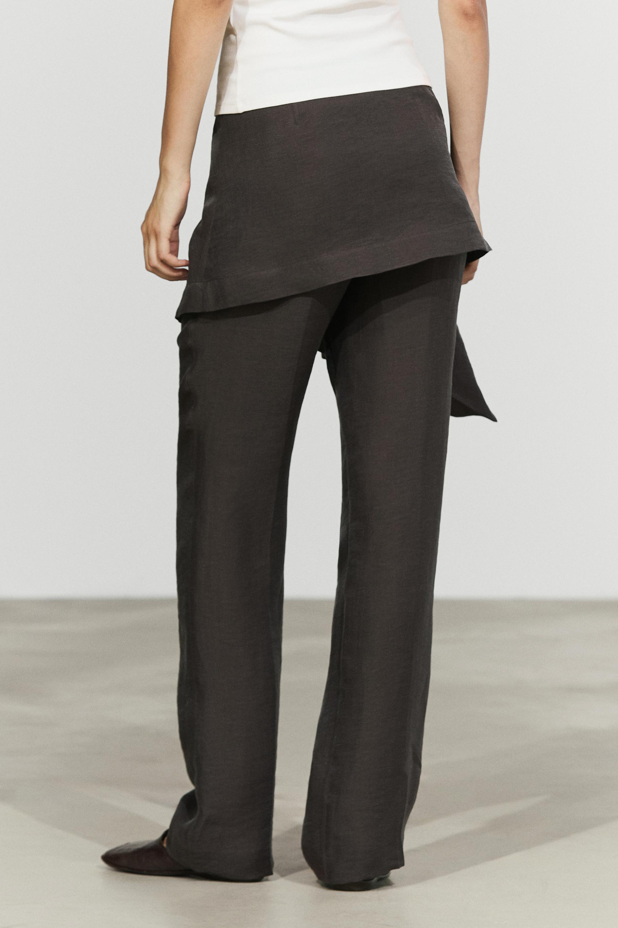Pantalon détail jupe en lin