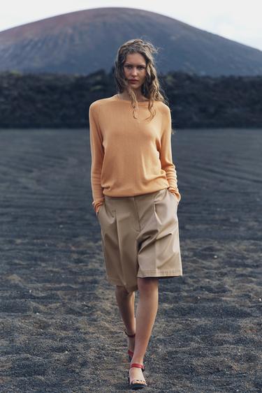 ОДНОТОННЫЙ СВИТЕР С БЛЕСТЯЩЕЙ НИТЬЮ — МАНДАРИНОВЫЙ от Zara — изображение 0