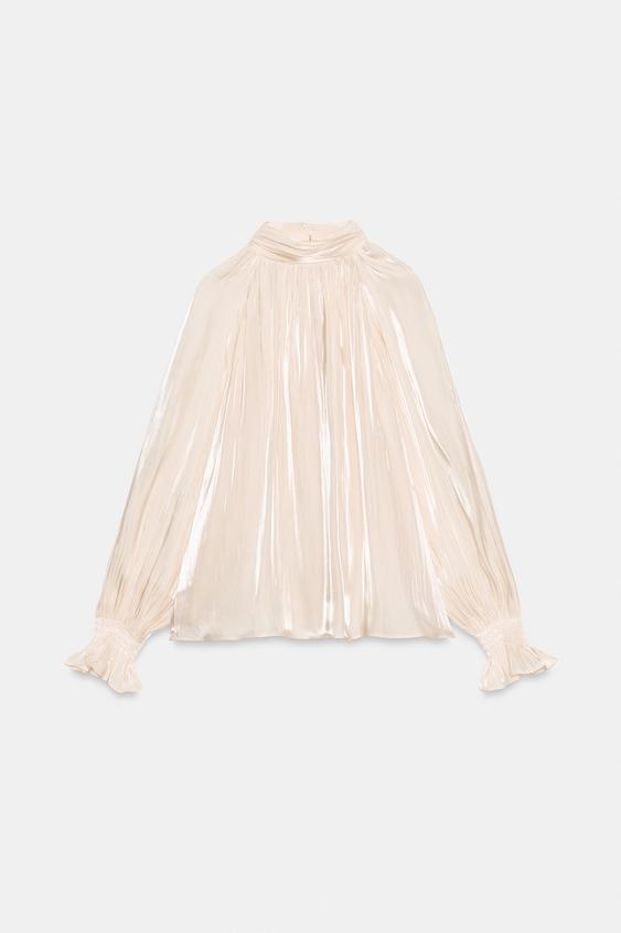 CAMISA SATINADA LAZADA - Vainilla de Zara - Imagen 0
