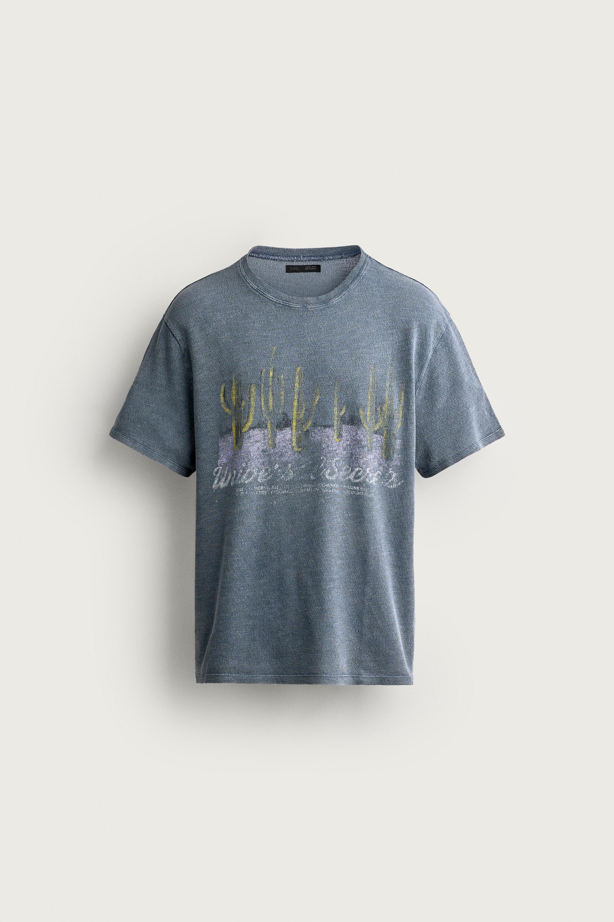 PRINTED WASHED KNIT T-SHIRT