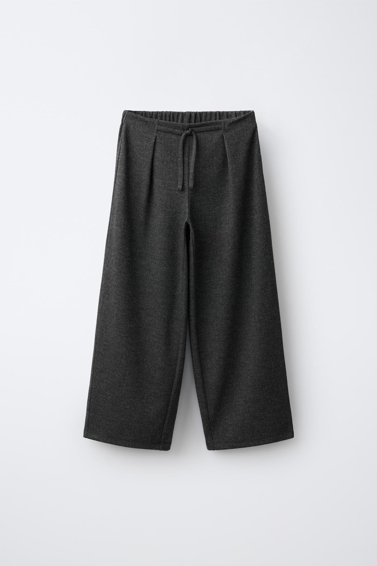 WIDE-LEG SOFT-TOUCH PANTS — Anthracite grey