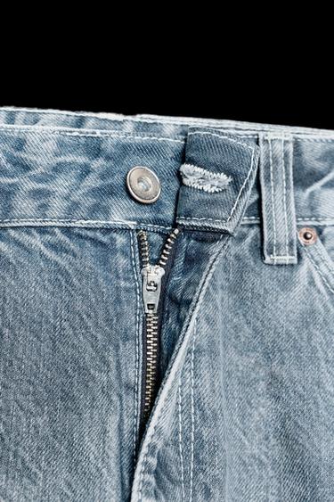 JEANS TRF CROPPED COSTURAS DESPLAZADAS TIRO BAJO - Azul de Zara