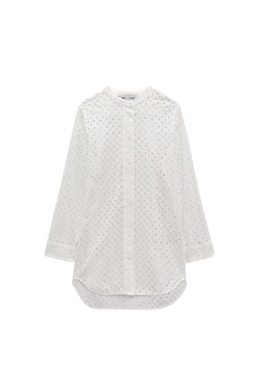LONGLINE SHIRT WITH CUTWORK EMBROIDERY