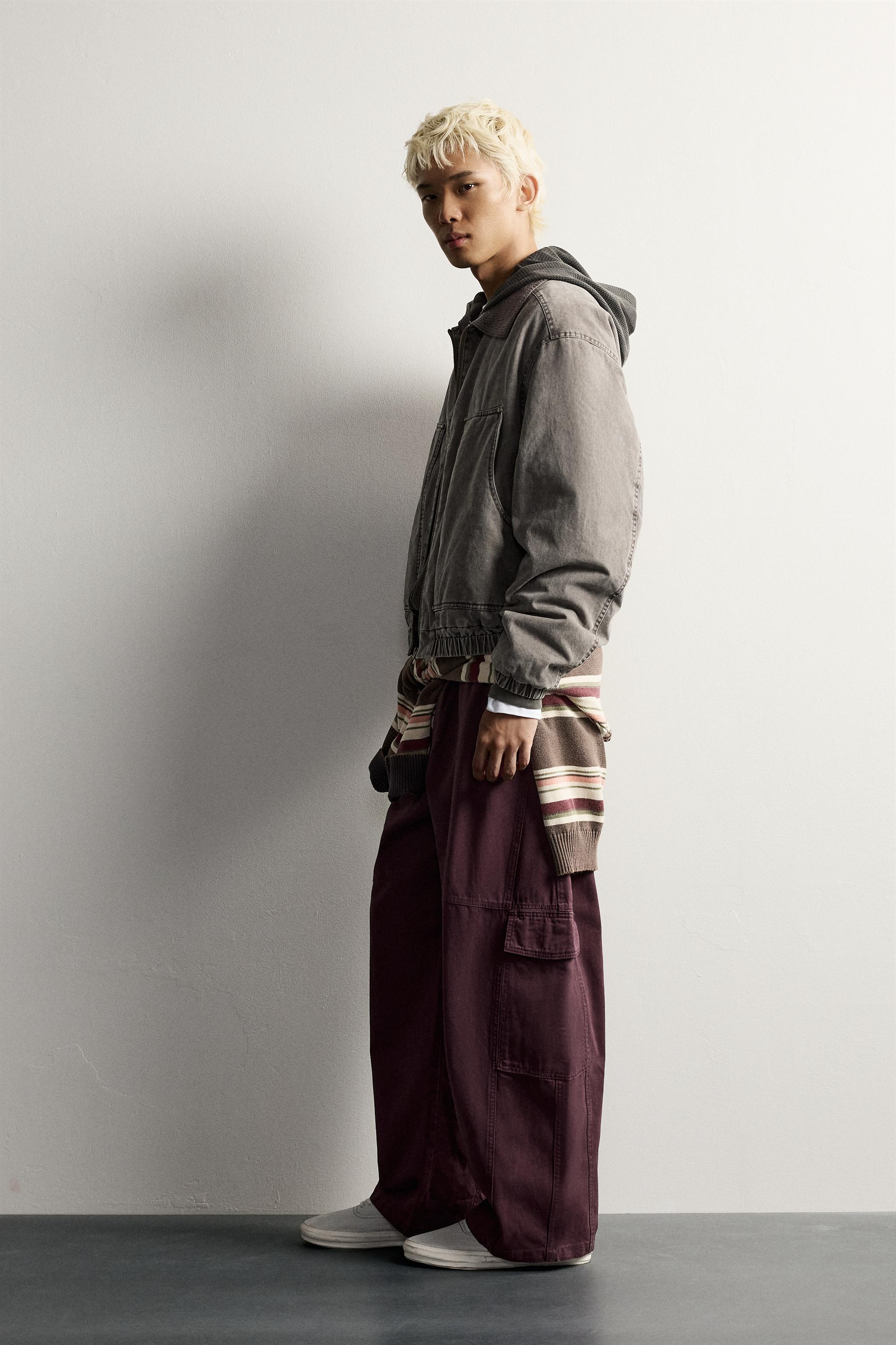 BLOUSON CROPPED FIT COL MAILLE