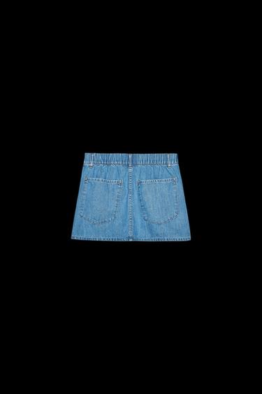 FALDA MINI DENIM TRF - Azul de Zara