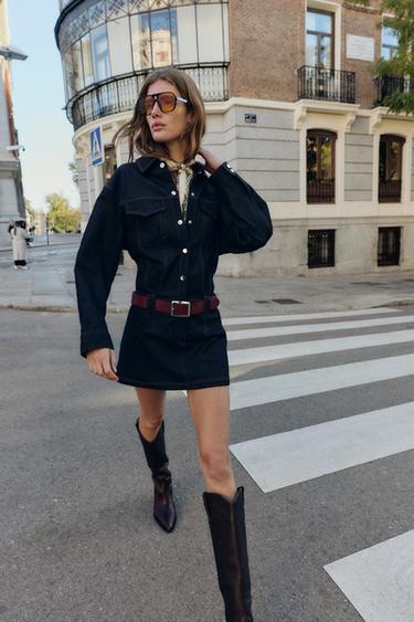 VESTIDO Z1975 CORTO DENIM CINTURÓN - Índigo de Zara - Imagen 0