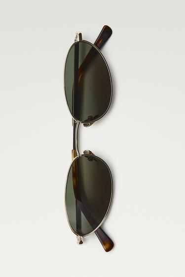 Gafas de sol ovaladas metálicas - Dorado de Zara