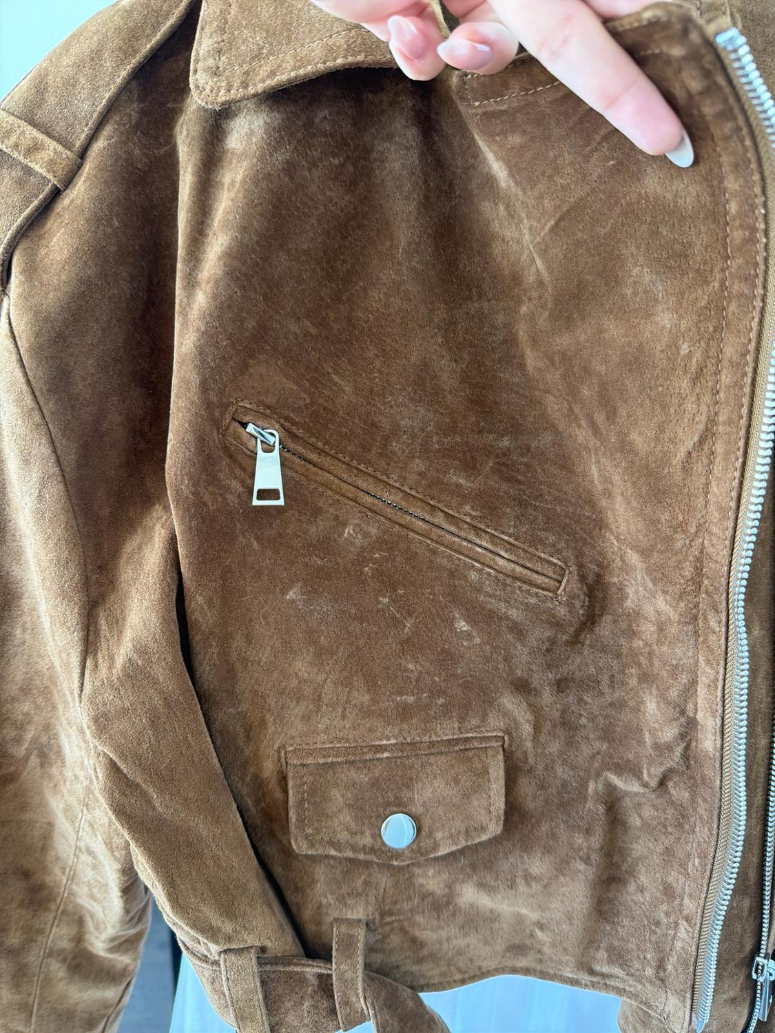 SHORT 100% SUEDE LEATHER JACKET WITH BELT - Image 5