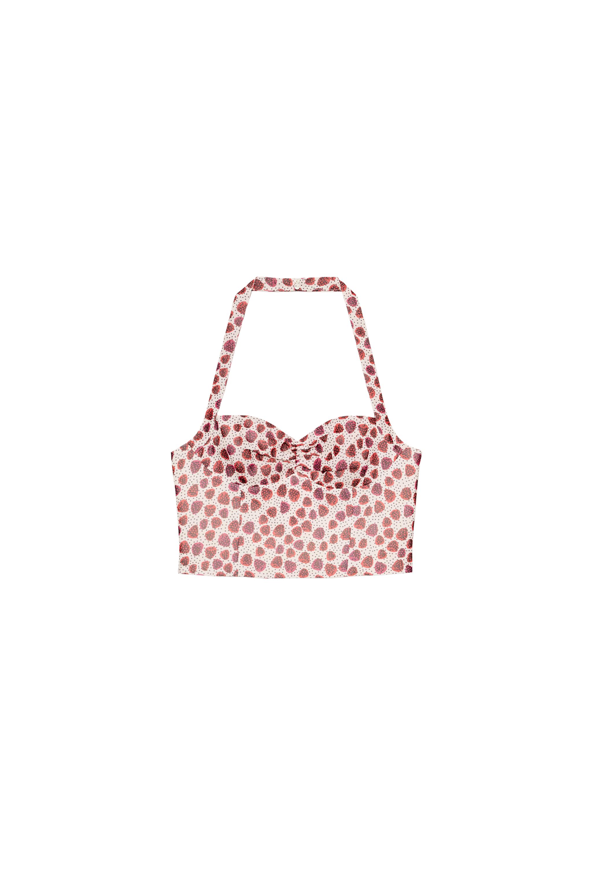 PRINTED HALTER TOP - Ecru / Red | ZARA United States