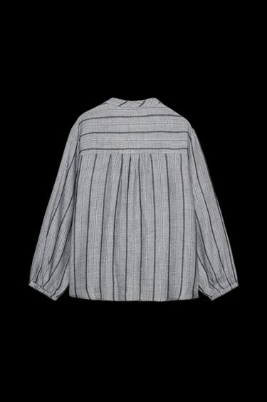 BLUSA RAYA TEJIDA - Gris vigoré de Zara