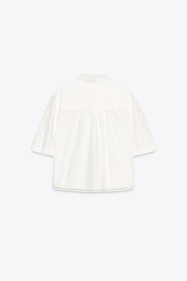 ZW COLLECTION EMBROIDERED SHIRT - Ecru by Zara - Image 7