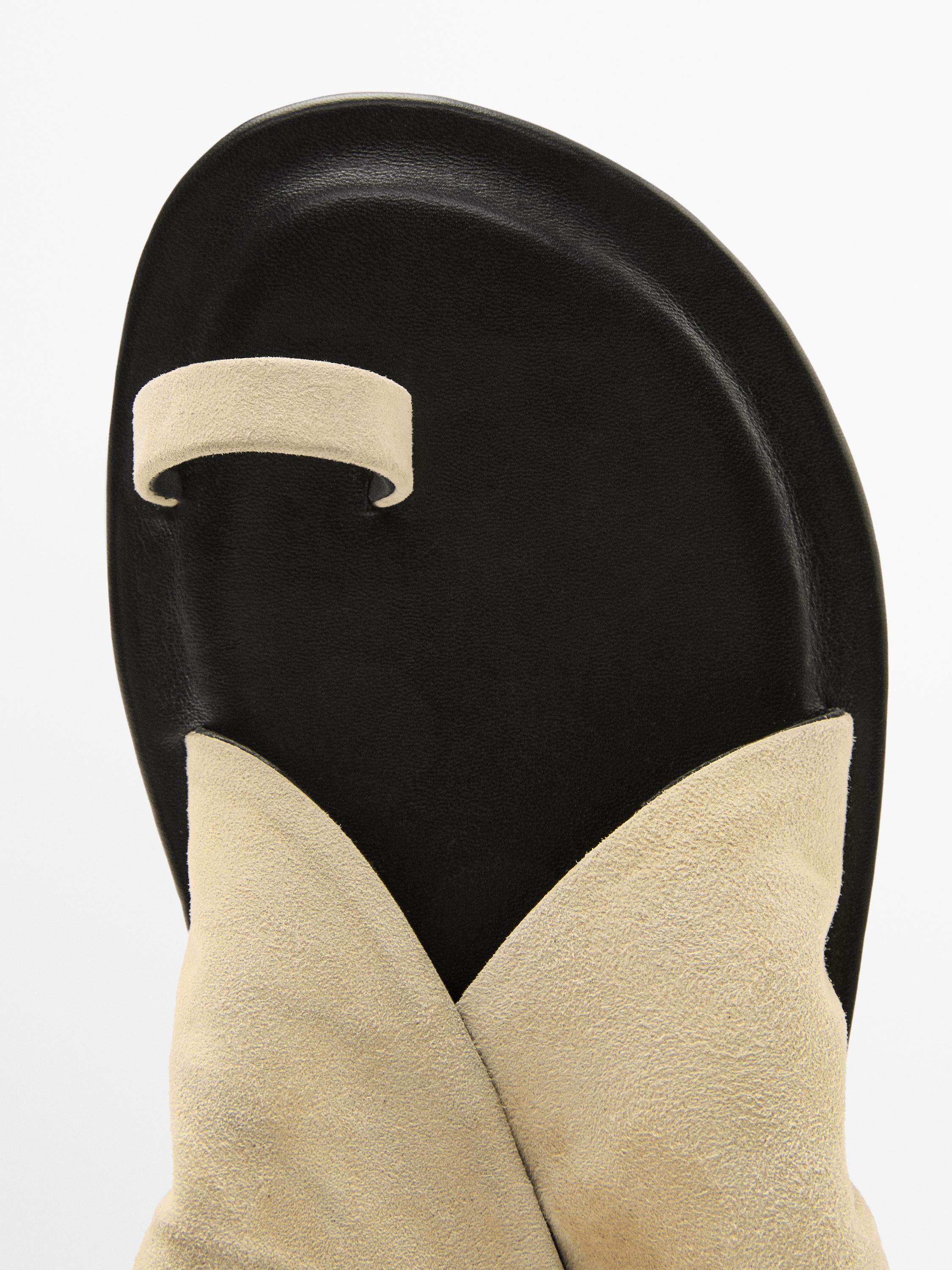 Tubular suede sandals
