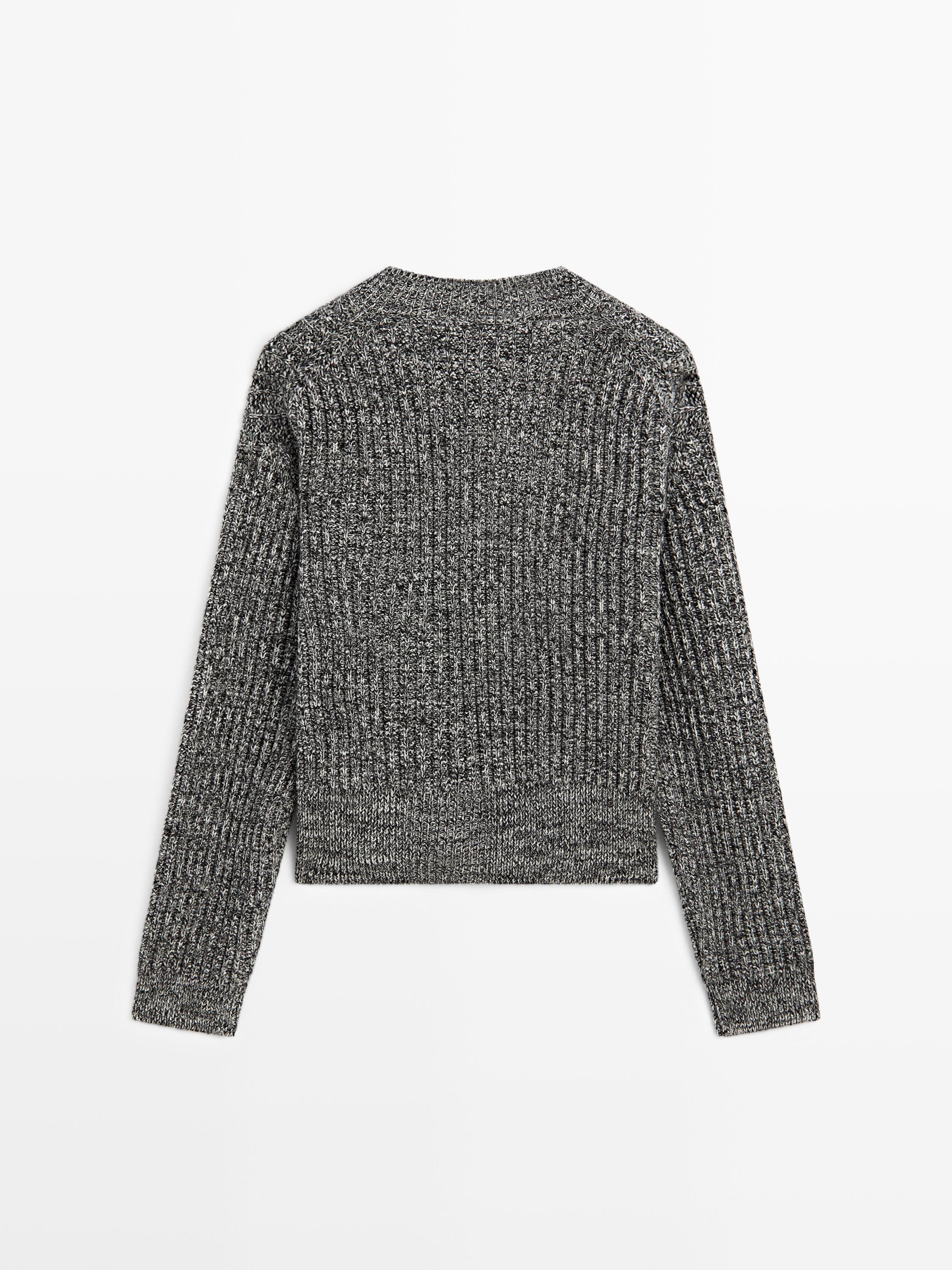 Flecked knit sweater 100% wool - LIMITED