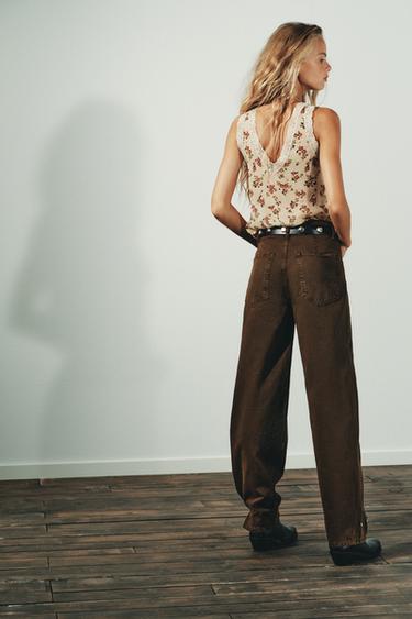 TRF BAGGY BALLOON MID-WAIST JEANS - Brown by Zara - Image 4