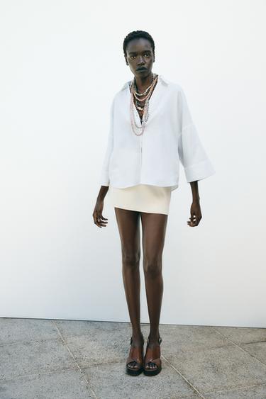WIDE-SLEEVE LINEN BLEND SHIRT - White by Zara