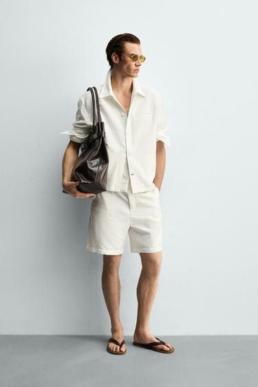 QUẦN SHORT DÁNG RELAXED FIT VẢI MỀM MẠI - Màu trắng ngà từ Zara