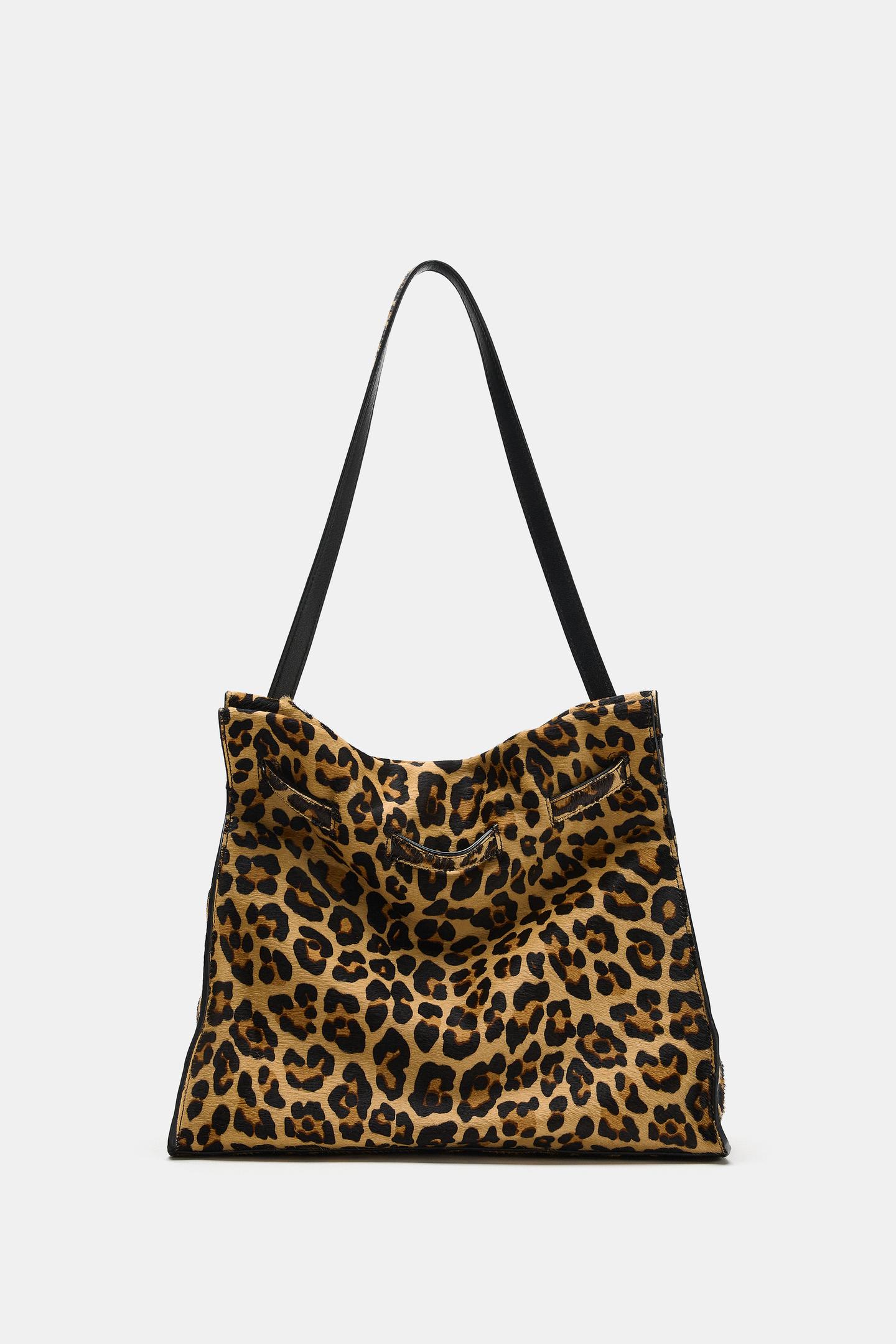 Женская сумка Zara Printed Leather Shoulder, цвет: Леопардовый — фото 4