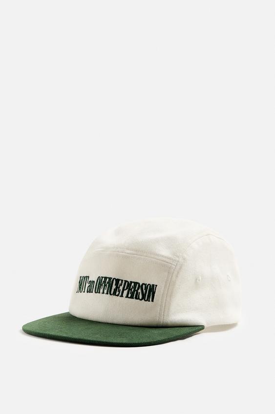 FLAT PEAK EMBROIDERED CAP Ecru ZARA India