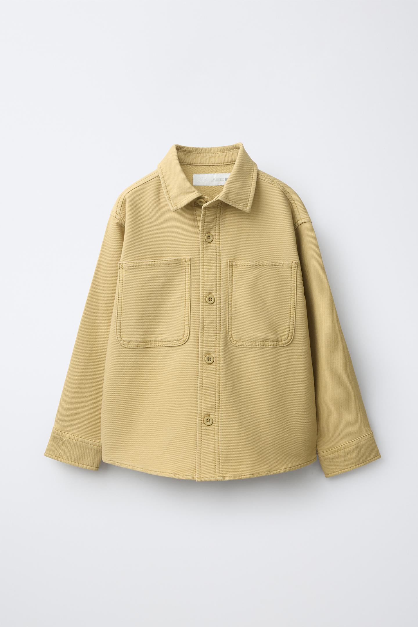 Детская рубашка Zara Comfort Overshirt with Pockets, цвет: Горчичный — фото 2