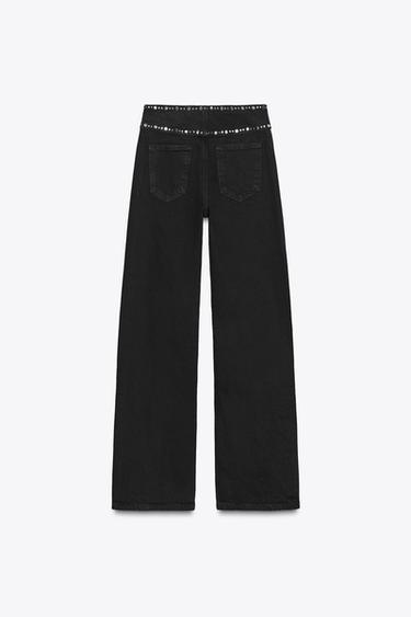 JEAN Z1975 DROIT LONGUEUR LONGUE TAILLE HAUTE CLOUS - Noir de Zara - Image 9