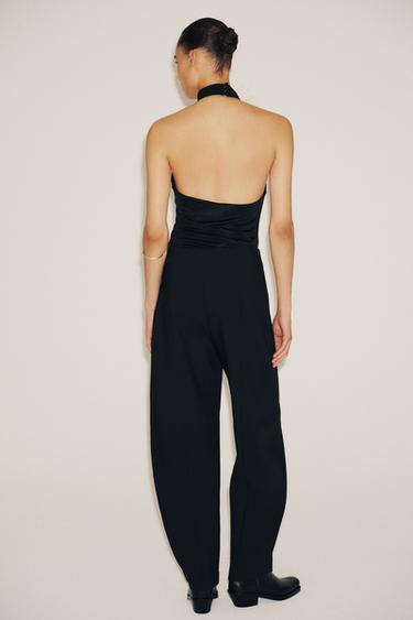 HALTER BODYSUIT WITH FLORAL APPLIQUÉ - Black by Zara - Image 4