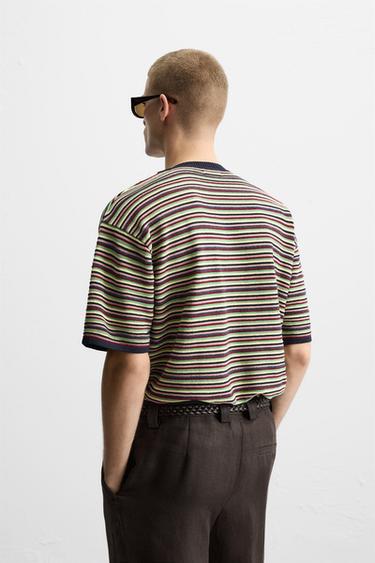 STRIPED KNIT T-SHIRT - Multicoloured by Zara - Image 3