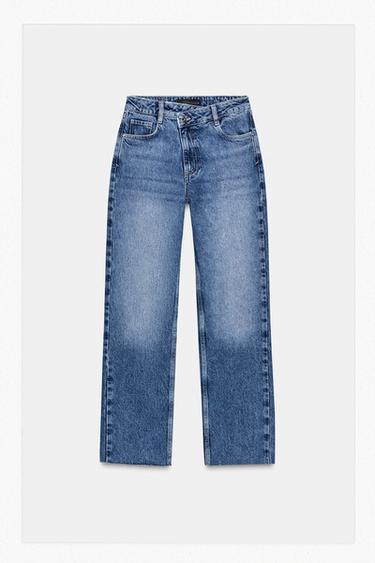 Zara Z.09 STRAIGHT HIGH WAIST CROSSED WAIST JEANS - denim blue