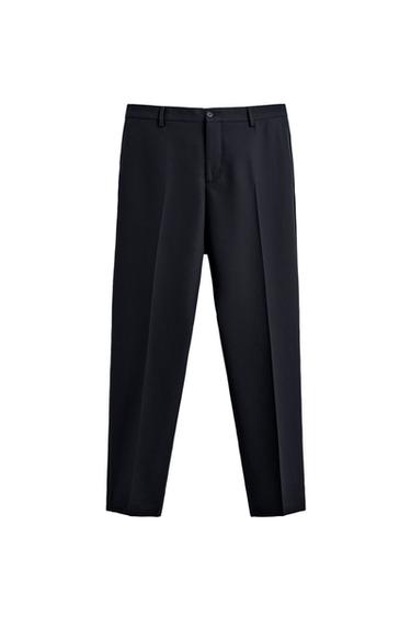 CALÇA DE TRAJE COM LÃ - Azul-marinho da Zara