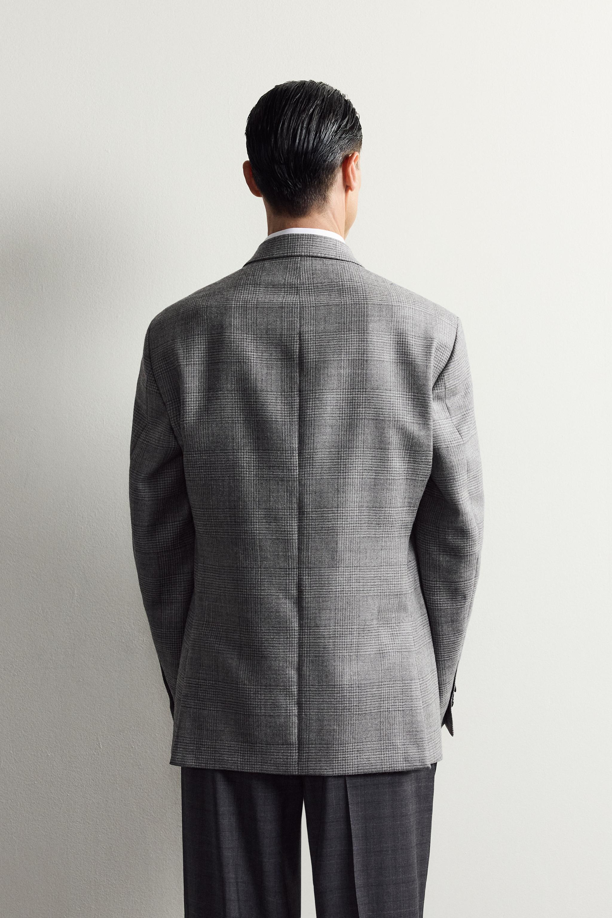 BLAZER CROISÉE CARREAUX 100% LAINE