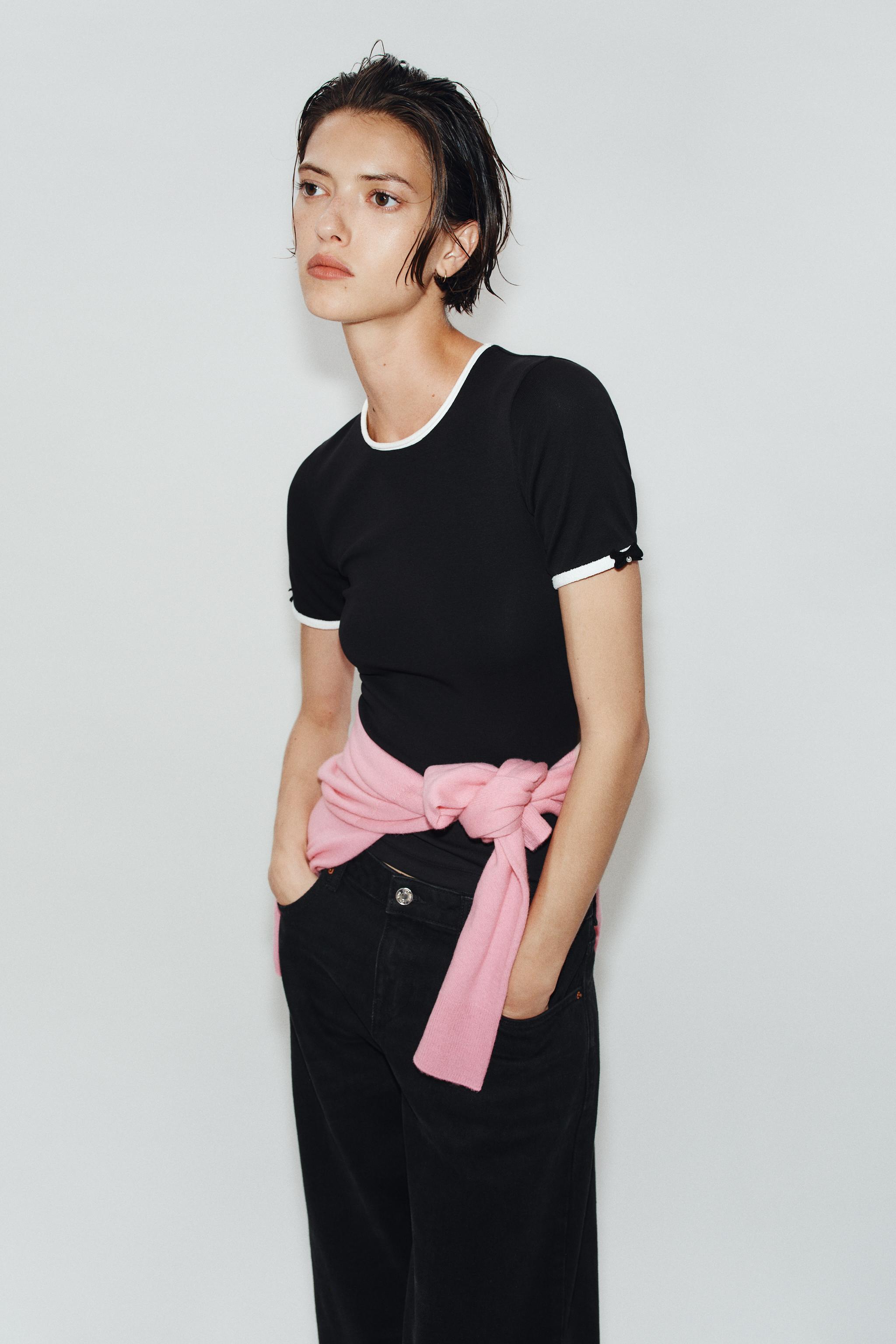 CONTRAST BOW T-SHIRT