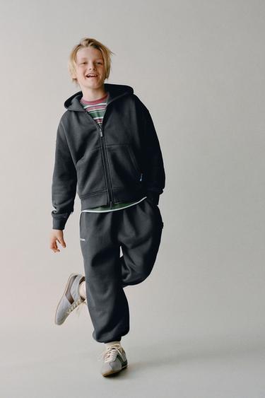 PLUSH ZIP-UP HOODIE - Anthracite grey by Zara