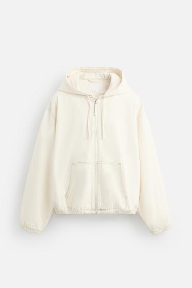 HOODED DENIM JACKET - Ecru by Zara