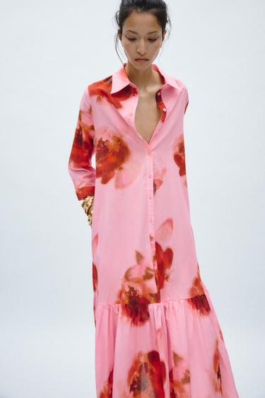ZW COLLECTION PRINTED MIDI DRESS - Pink by Zara