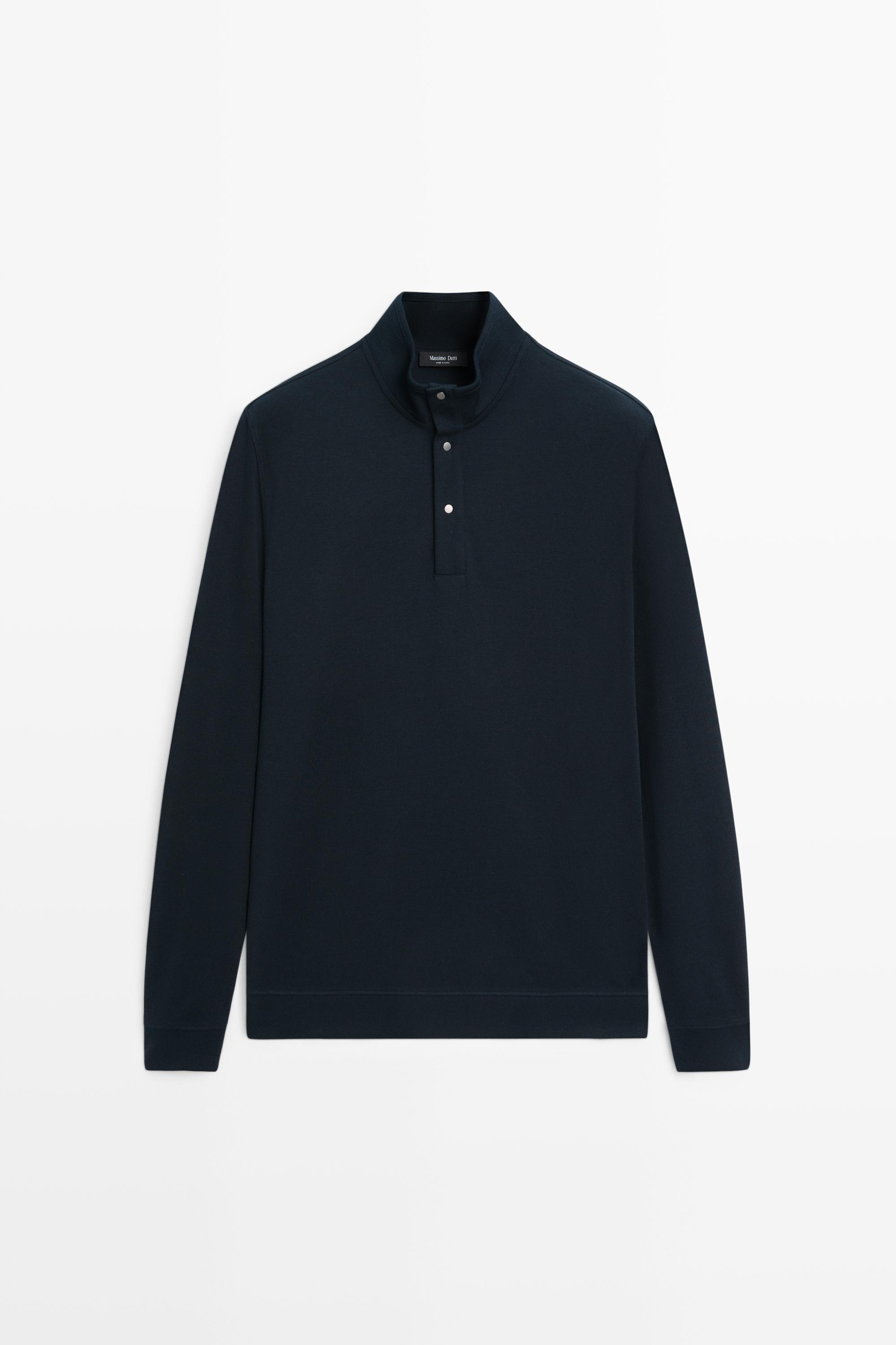 Cotton and Silk Blend Polo Sweater