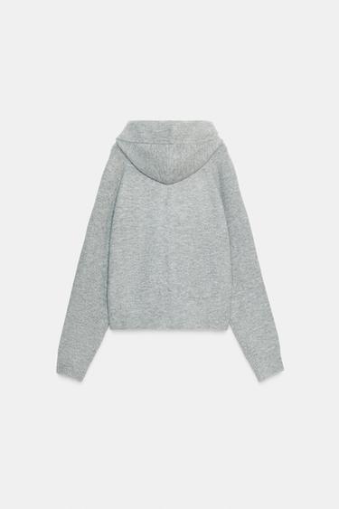 VESTE À CAPUCHE EN MAILLE AVEC CORDON - Gris moyen de Zara - Image 5