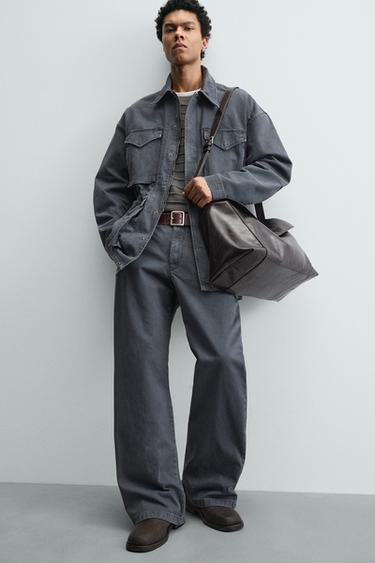 WASHED TEXTURED COTTON TROUSERS - Light indigo by Zara - Image 5