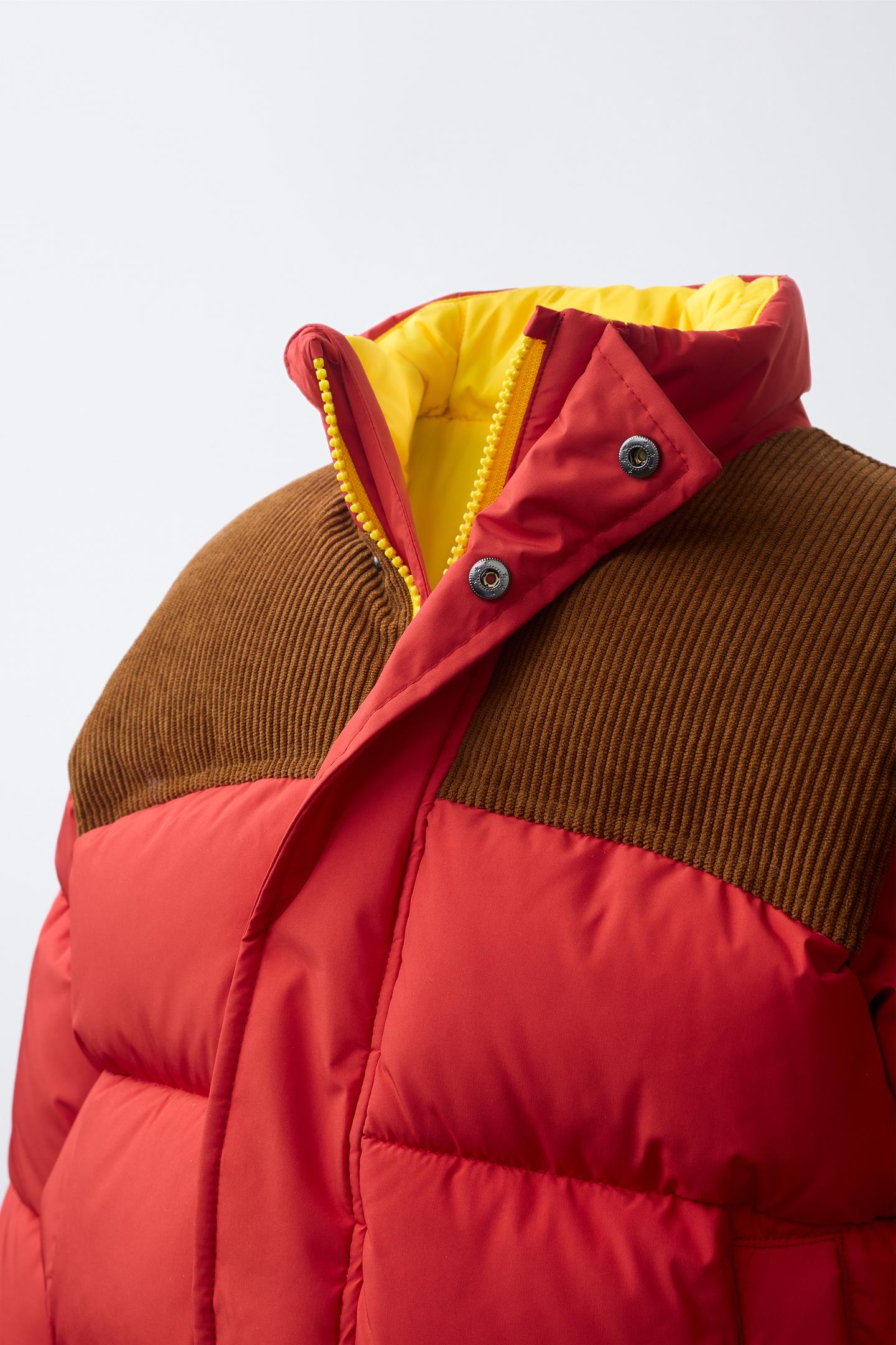 Детская куртка Zara Combined Water-Repellent Puffer, цвет: Красный — фото 6