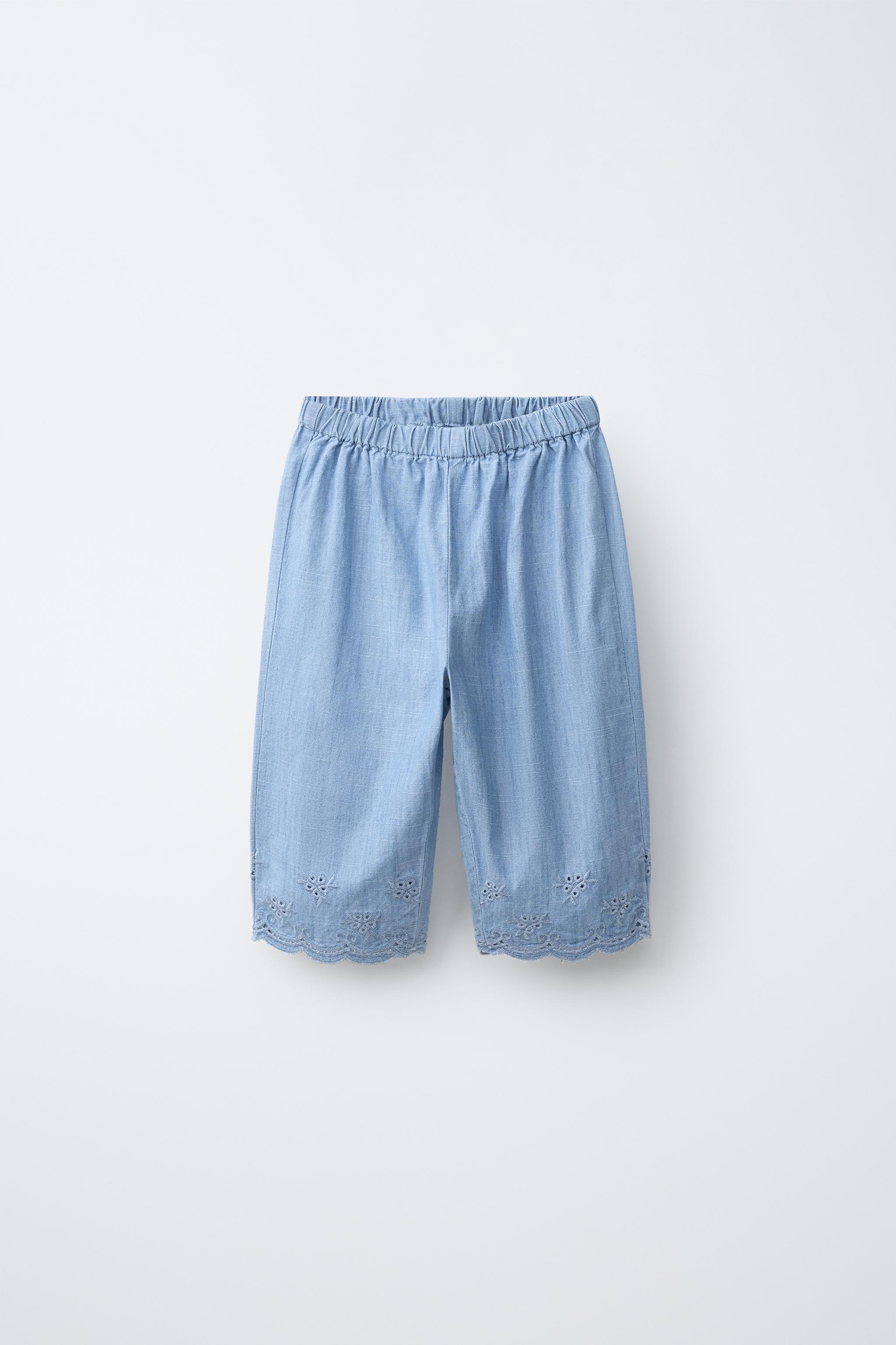 EMBROIDERED DENIM PANTS
