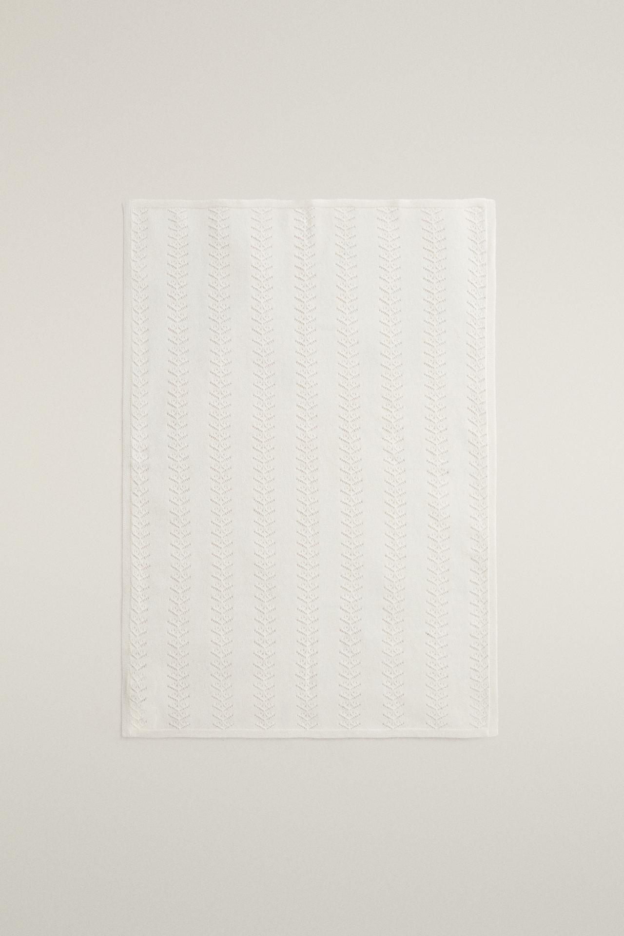 CASHMERE OPENWORK BLANKET — Oyster-white