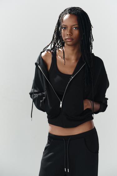 Zara INTERLOCK HOODIE - Black