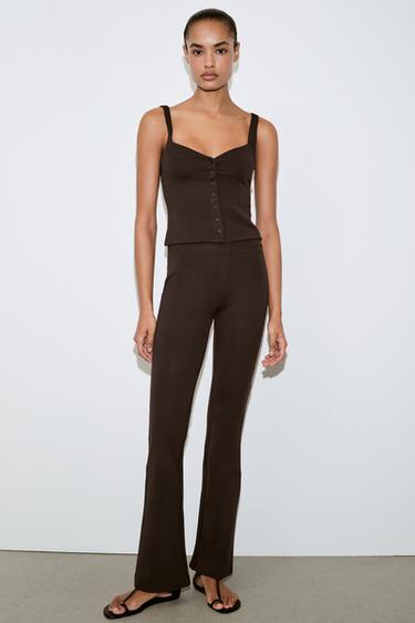 INTERLOCK FLARE TROUSERS - Brown by Zara