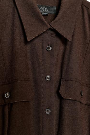ZW COLLECTION BELTED SHIRT DRESS - Brown by Zara - Image 6