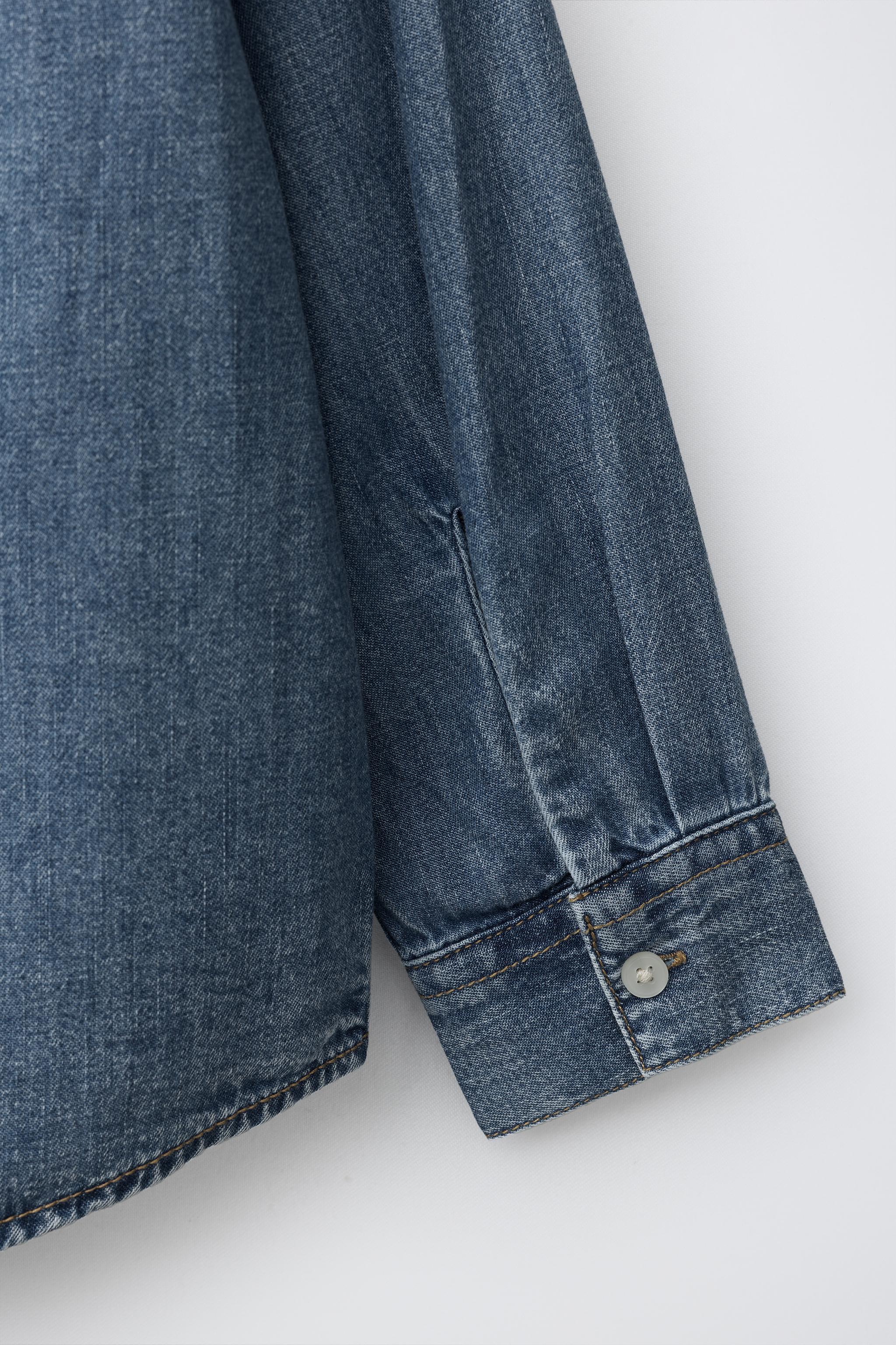 Детские рубашки Zara LABEL DENIM SHIRT — фото 5