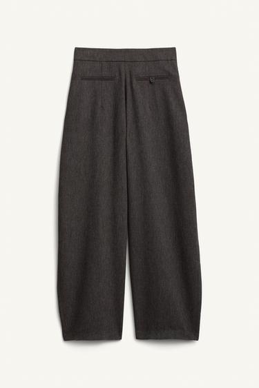 PANTALON VOLUME PLIS AVEC LAINE ÉDITION LIMITÉE - Marron foncé de Zara - Image 6