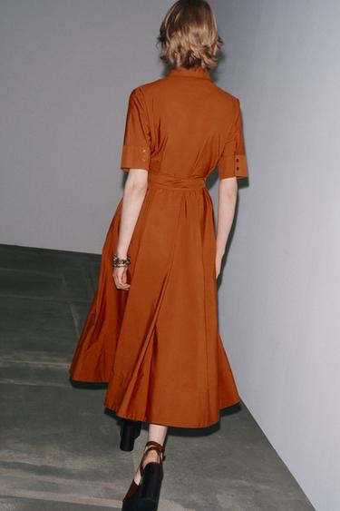 ZW COLLECTION POPLIN SHIRT DRESS - camel by Zara - Image 5