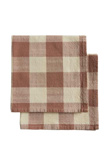 SET TOVAGLIOLI A QUADRI IN FILO TINTO (SET DA 2) - Rosato di Zara