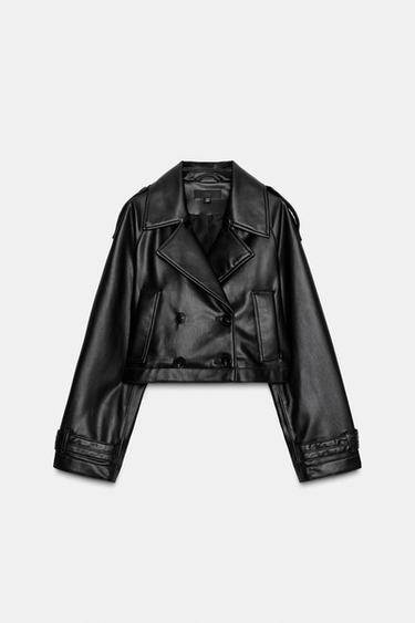 TRENCH COURT MATIÈRE SYNTHÈTIQUE - Noir de Zara - Image 4