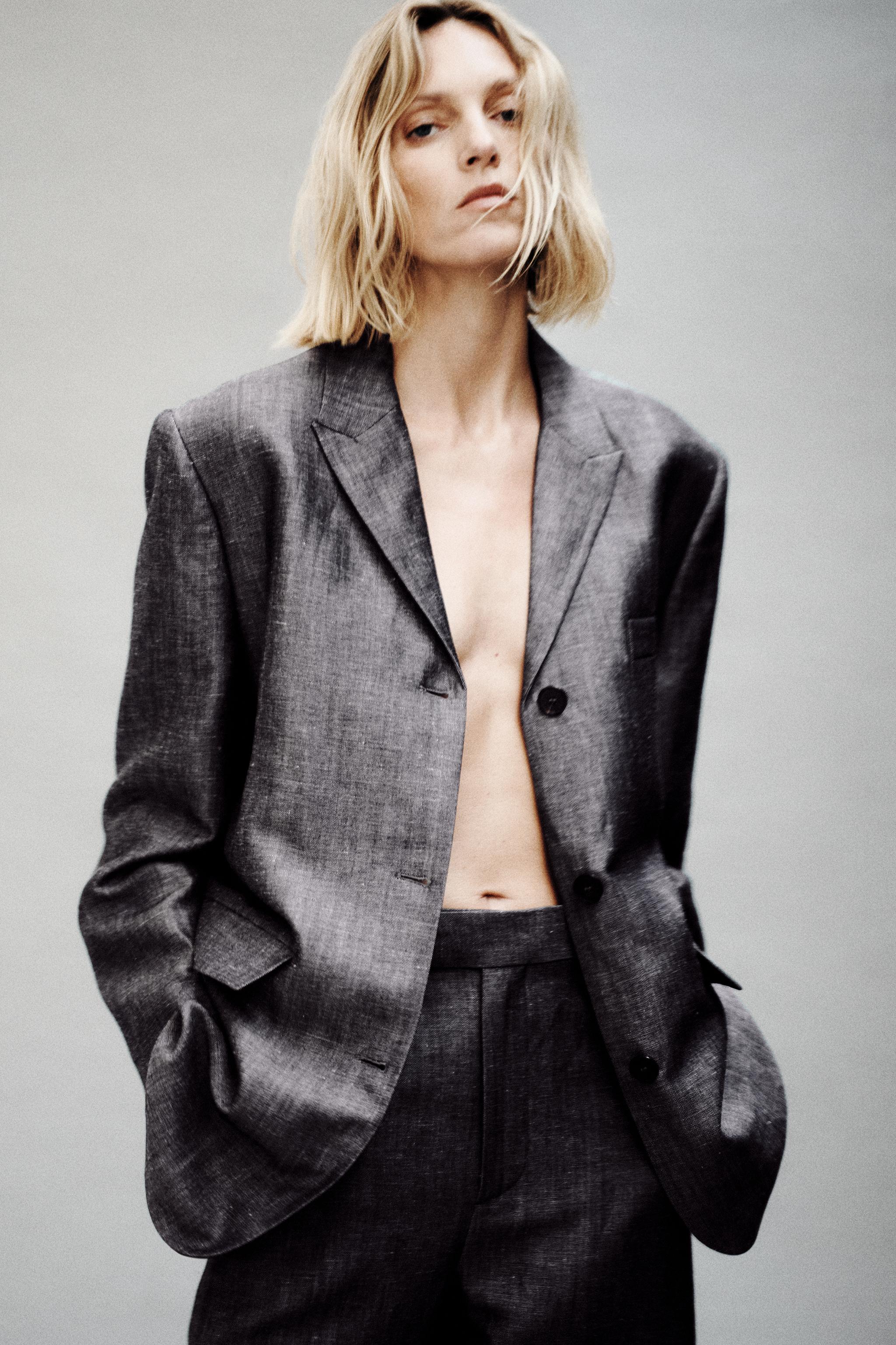 ZW COLLECTION Linen Blend Wide-Leg Pants