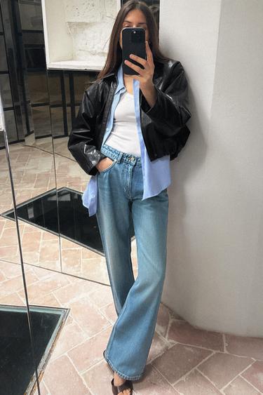 BLOUSON BOMBER MATIÈRE SYNTHÉTIQUE - Noir de Zara