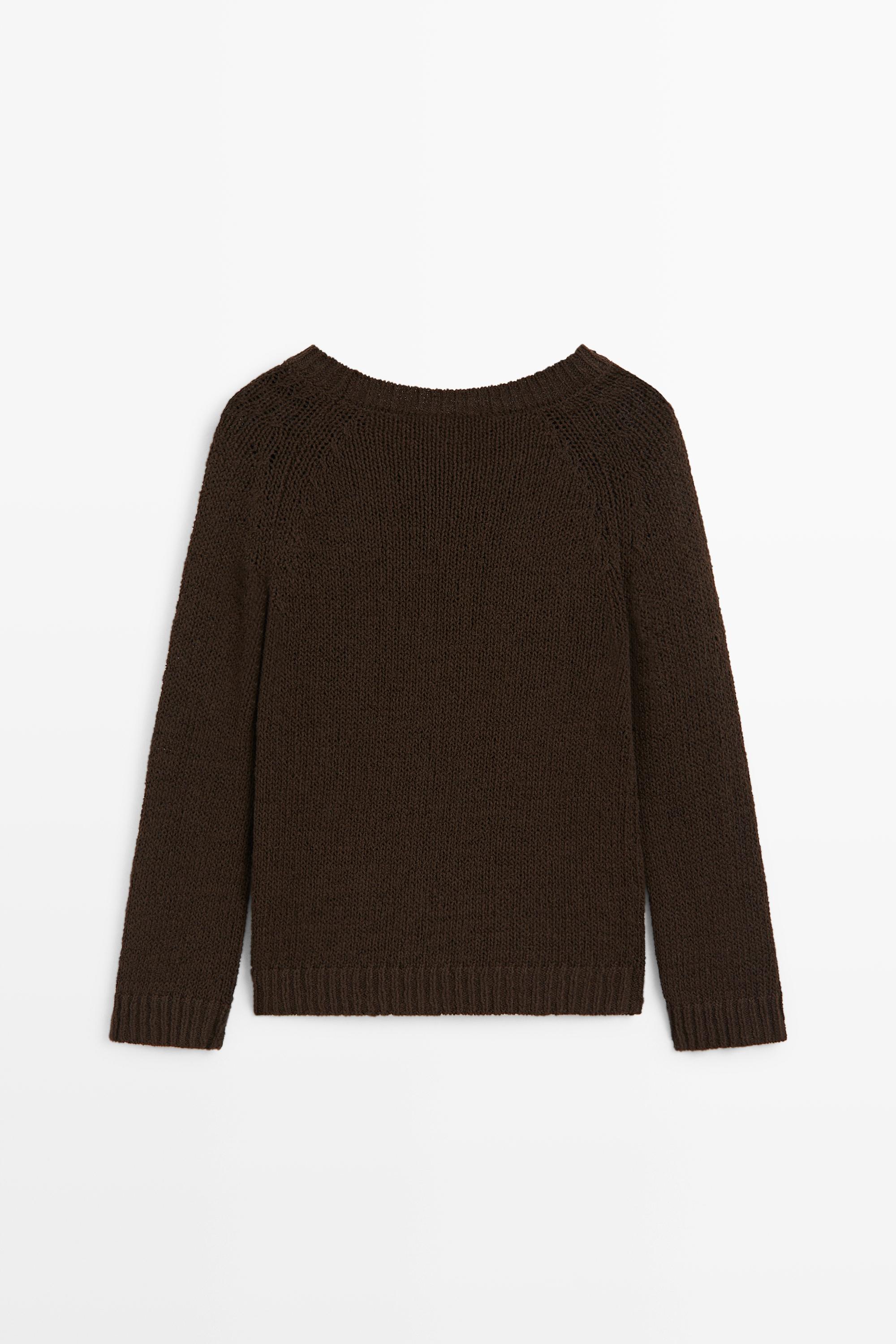 Cotton-blend boat-neck knit sweater